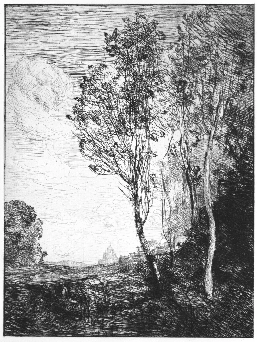 Souvenir of Italy by Camille Corot, print, 1866