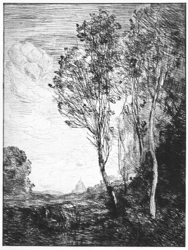Souvenir of Italy by Camille Corot, print, 1866