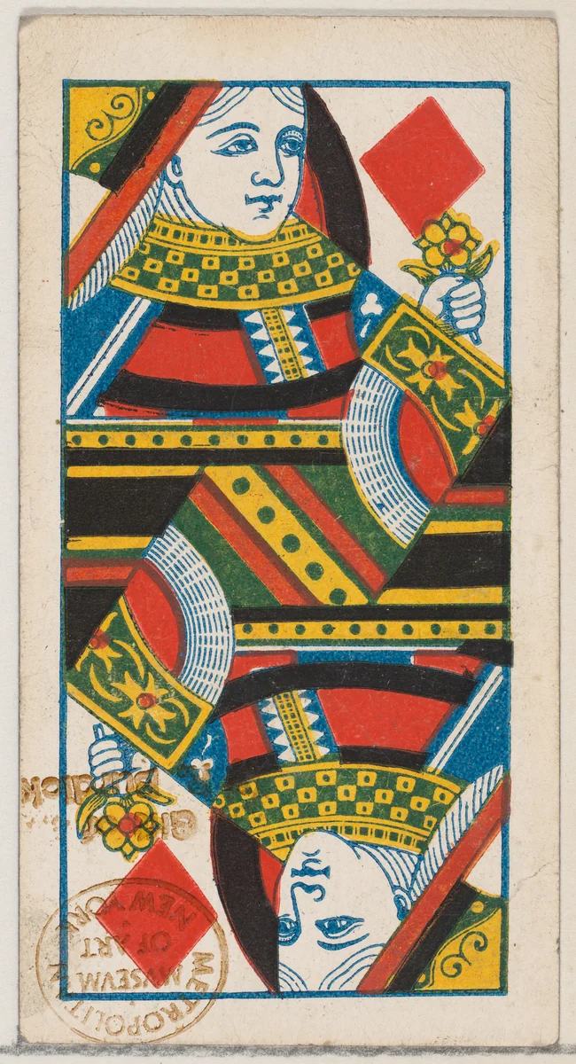 Queen of Diamonds, from the Playing Cards series (N84) to promote Turkish Cross-Cut Cigarettes for W. Duke, Sons and Co. by W. Duke, Sons & Co., print, 1888