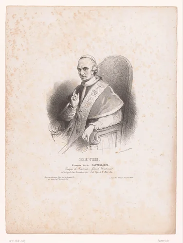 Portret van Paus Pius VIII by anonymous, print, 1829-1840