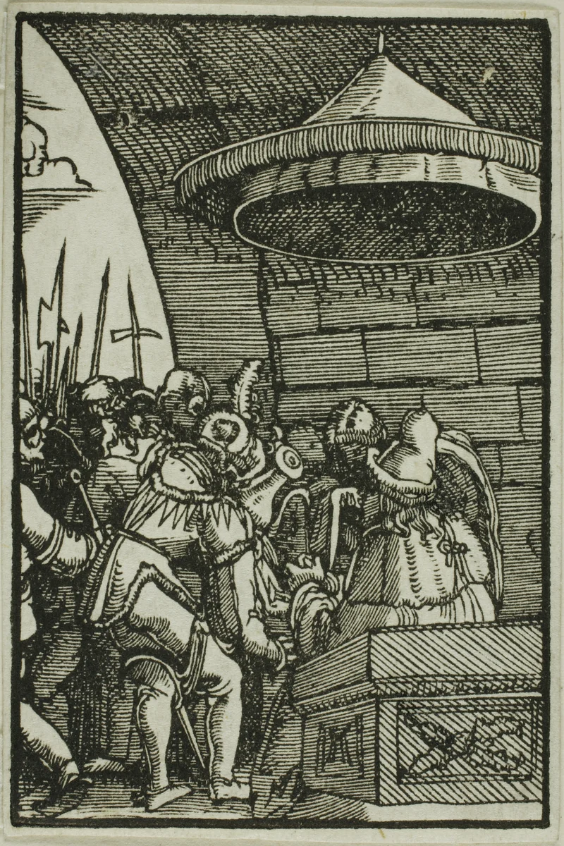 Pilate Washing His Hands, from The Fall and Redemption of Man by Albrecht Altdorfer, print, 1510-1518