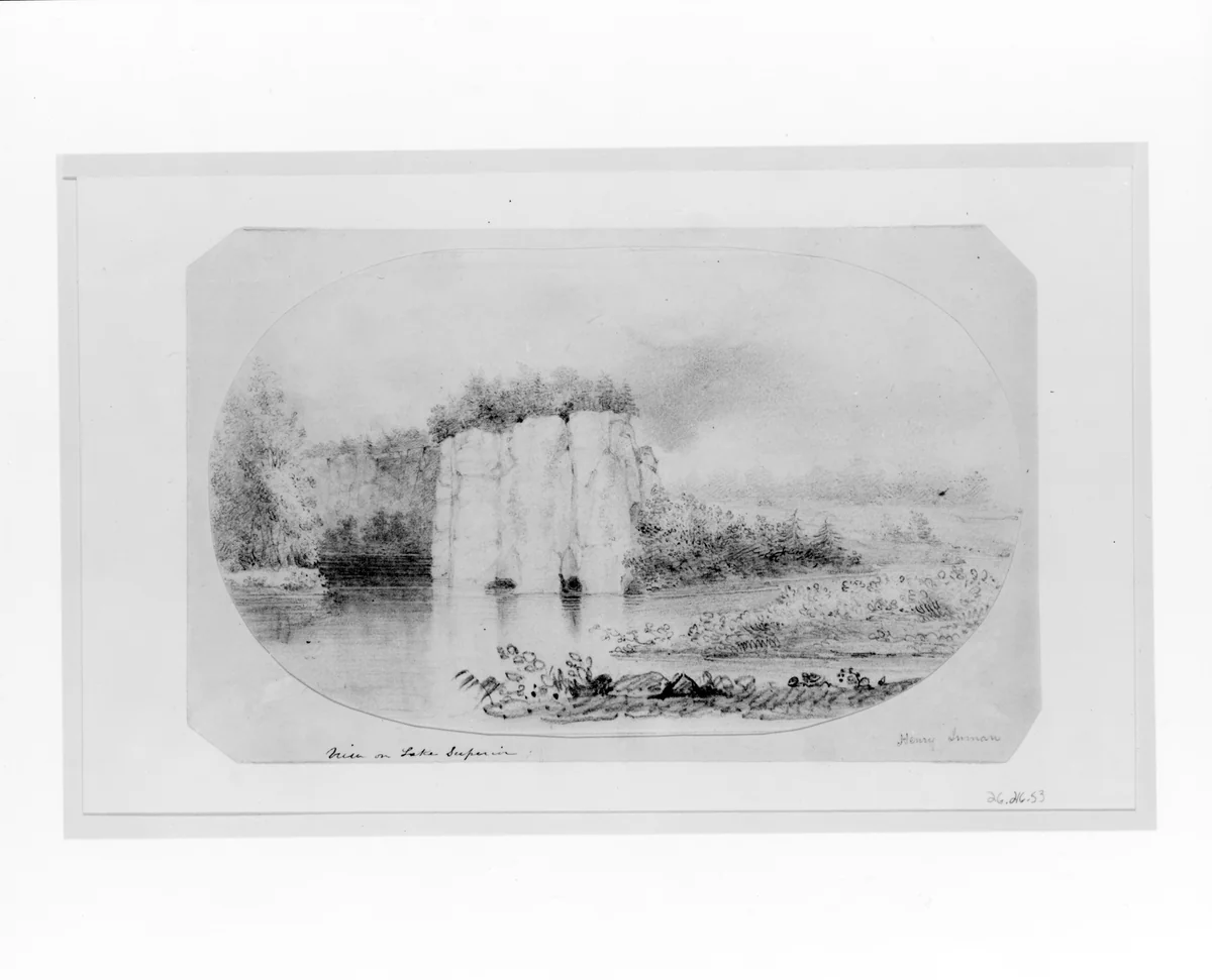 View on Lake Superior (from McGuire Scrapbook) by Henry Inman, artwork, 1801-1846