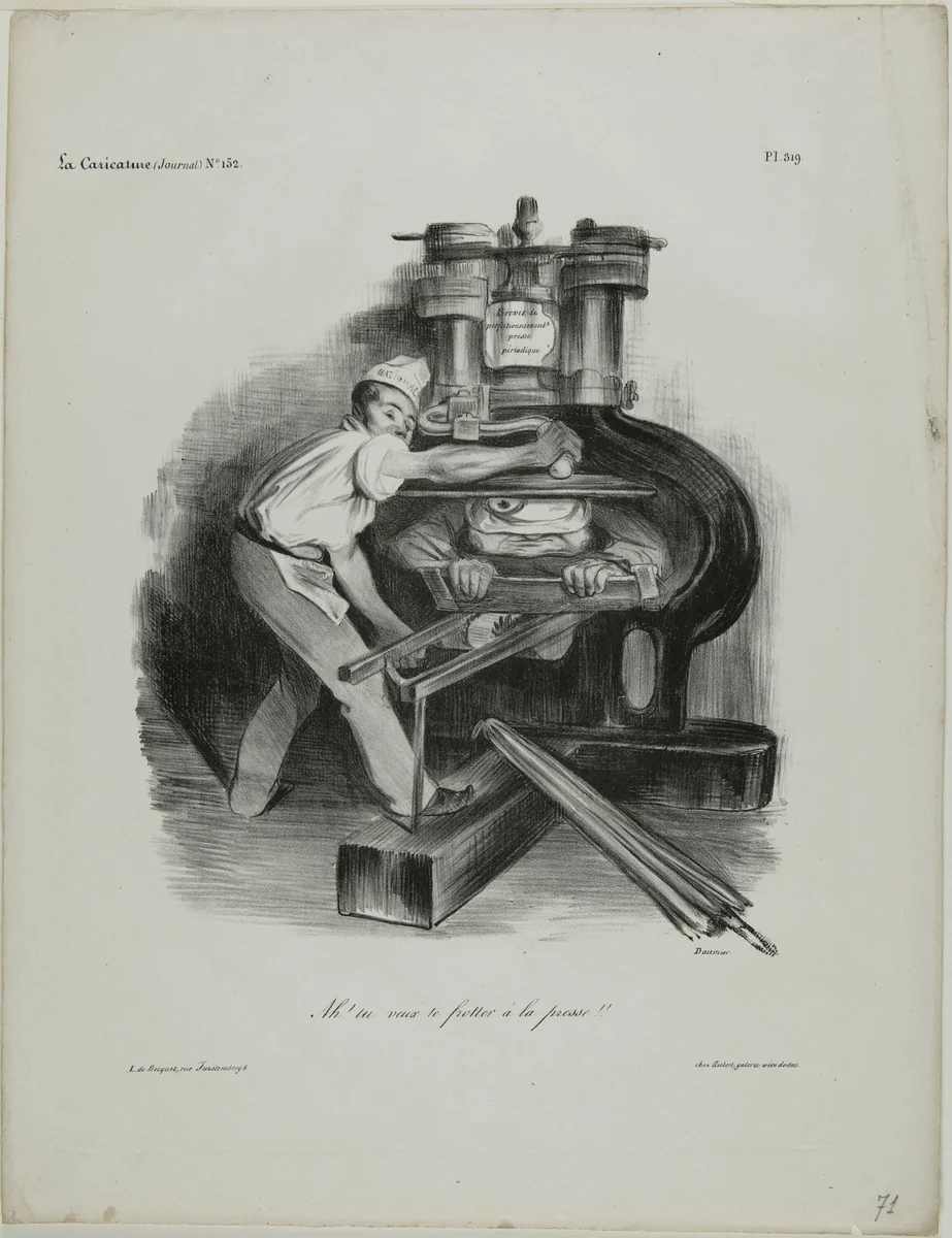 "So, you want to meddle with the press!," plate 319 by Honoré-Victorin Daumier, print, 1833