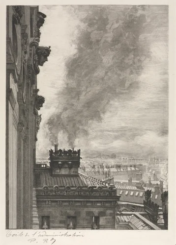 Rooftops of the Administration Building by Charles Paul Renouard, print, 1881