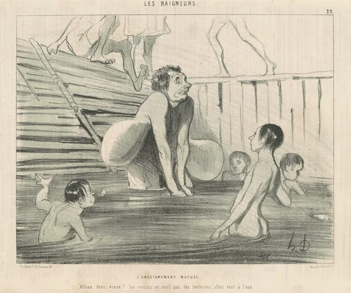 L'enseignement mutuel by Honoré Daumier, print, 1842