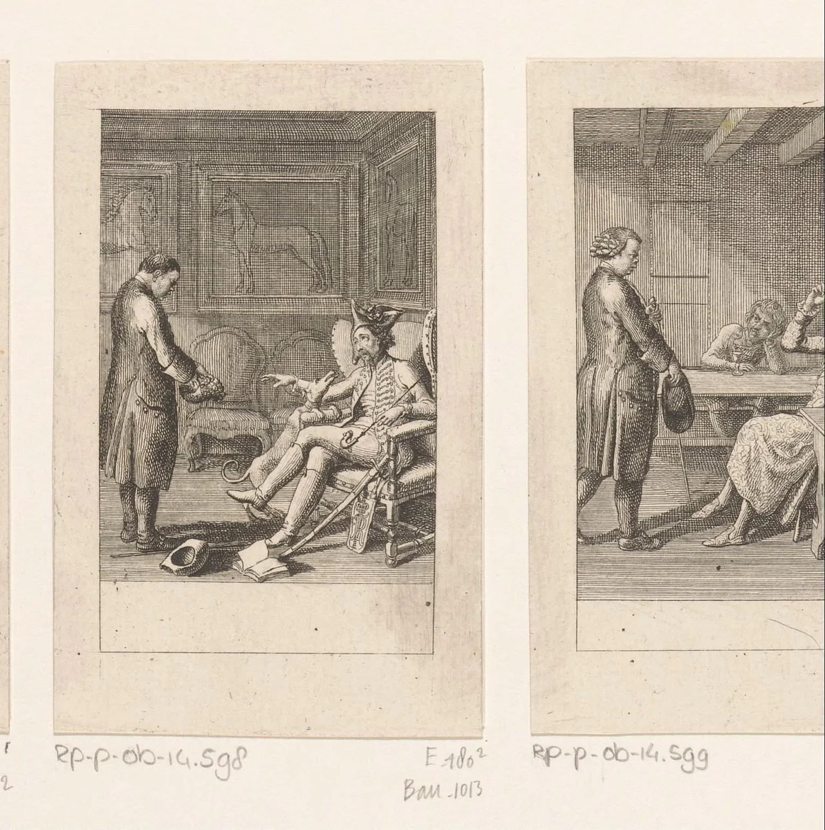 Jonkheer Siegfried stuurt zijn hond op de schoolmeester af by Daniel Nikolaus Chodowiecki, print, 1783