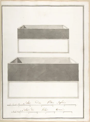 Elevations and Plans of Two Boxes by Pietro Paolo Coccetti, drawing, 1710-1727