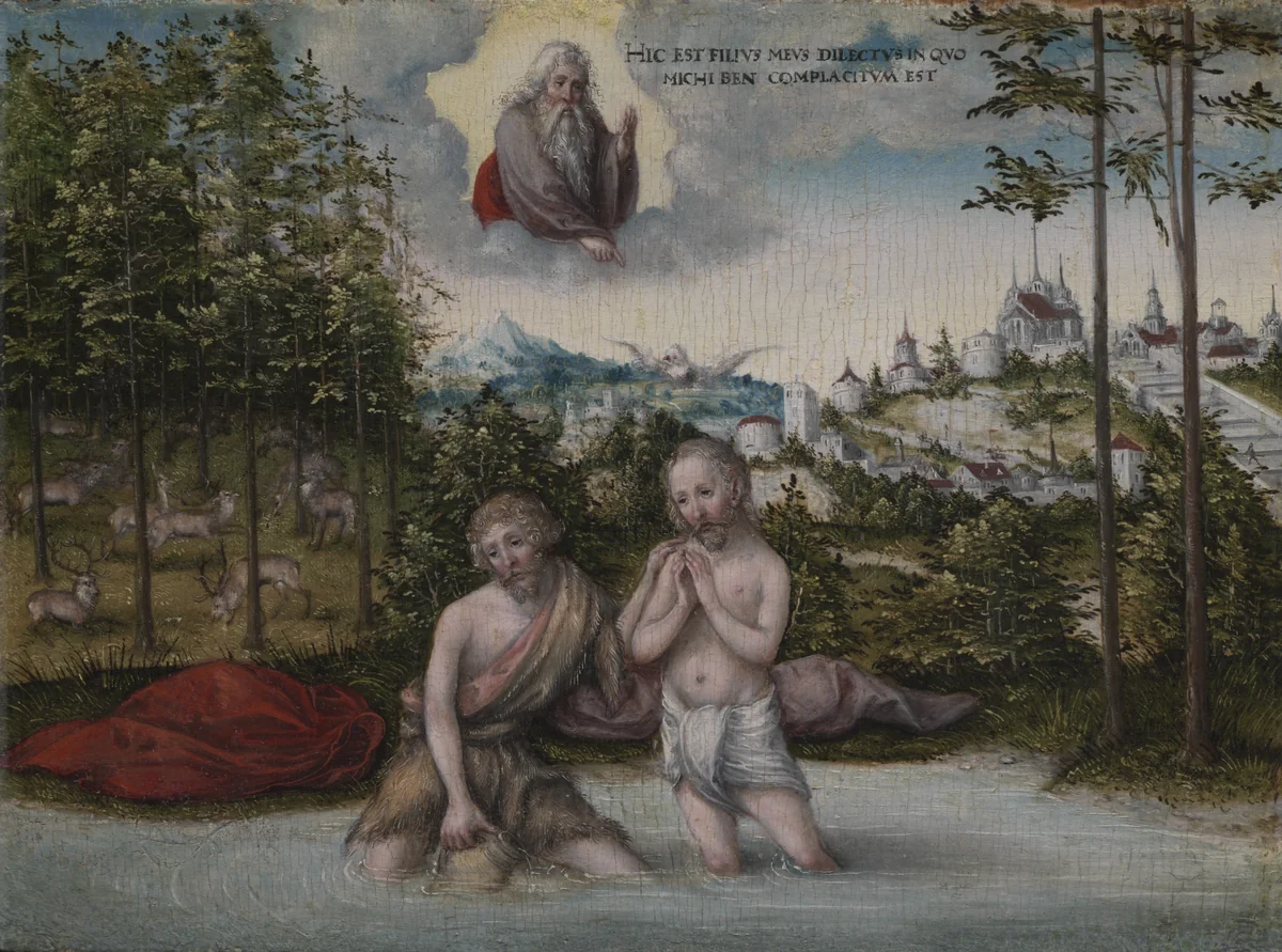 The Baptism of Christ by Lucas Cranach, painting, 1530-1539