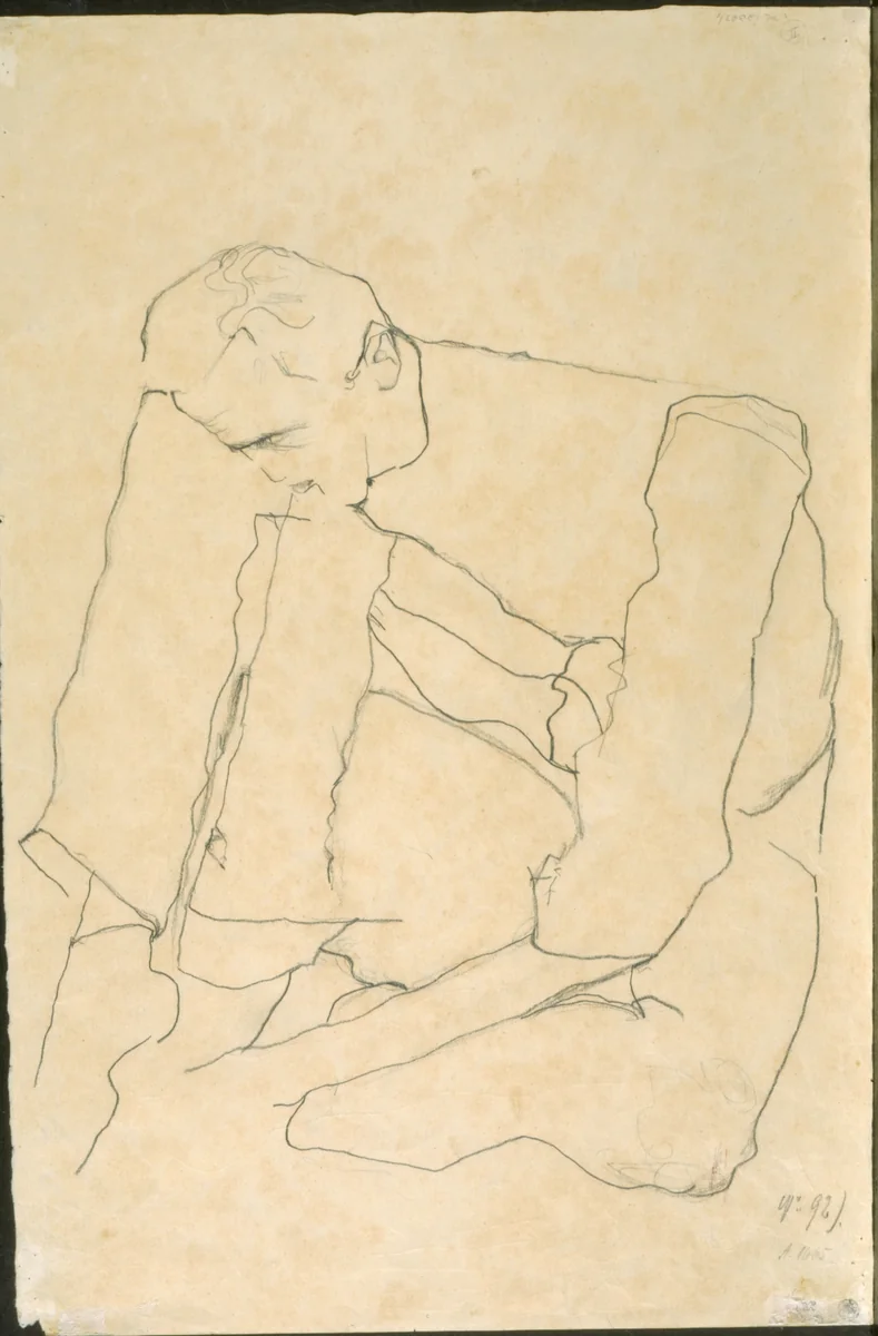 Seated Man (verso) by Egon Schiele, drawing, 1911
