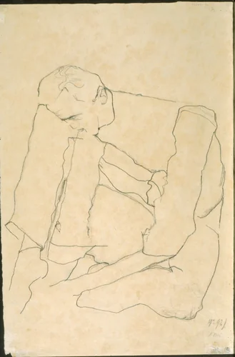 Seated Man (verso) by Egon Schiele, drawing, 1911