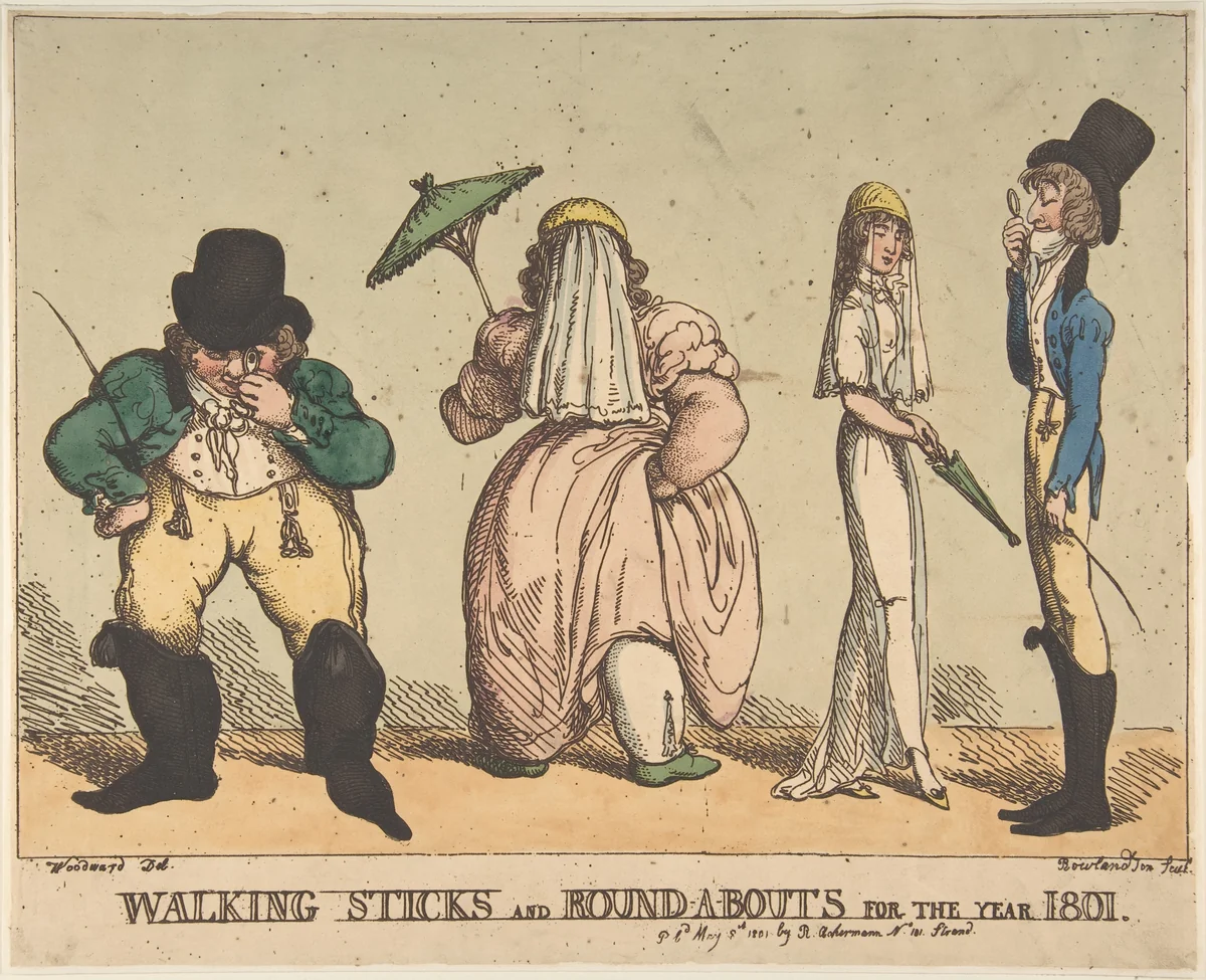 Walking Sticks and Round-A-Bouts for the Year 1801 by Thomas Rowlandson, print, 1801