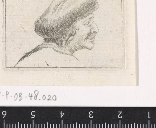 Kop van een man, naar rechts by Hendrik van Maarseveen, print, 1741-1792