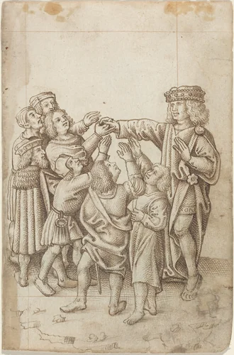 "Do Not Give Your Right Hand to All and Sundry" [fol. 13 recto] by French early 16th Century, drawing, 1512-1515