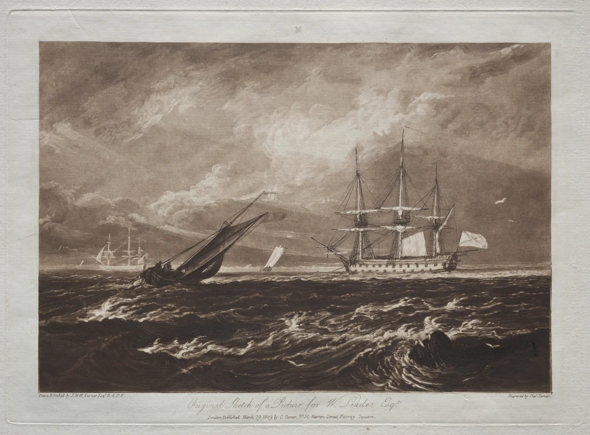 Liber Studiorum: The Leader Sea-piece by Joseph Turner, print