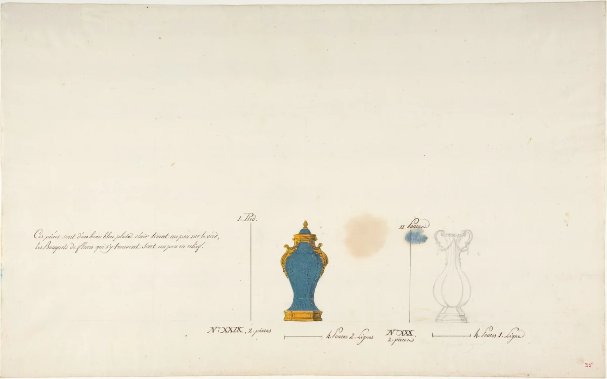Design for Two Vases by anonymous, drawing, 1765-1790
