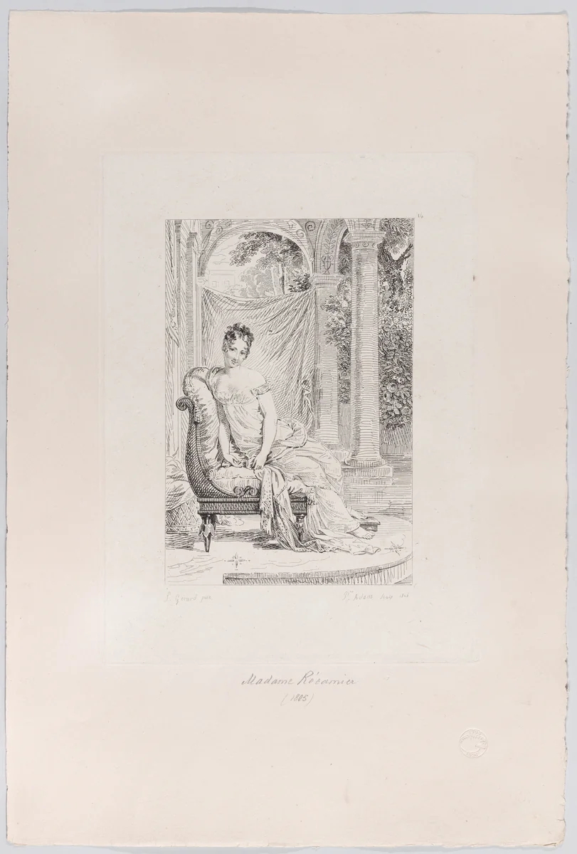 Madame Récamier by Pierre Michel Adam, print, 1826