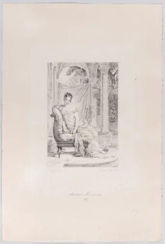 Madame Récamier by Pierre Michel Adam, print, 1826