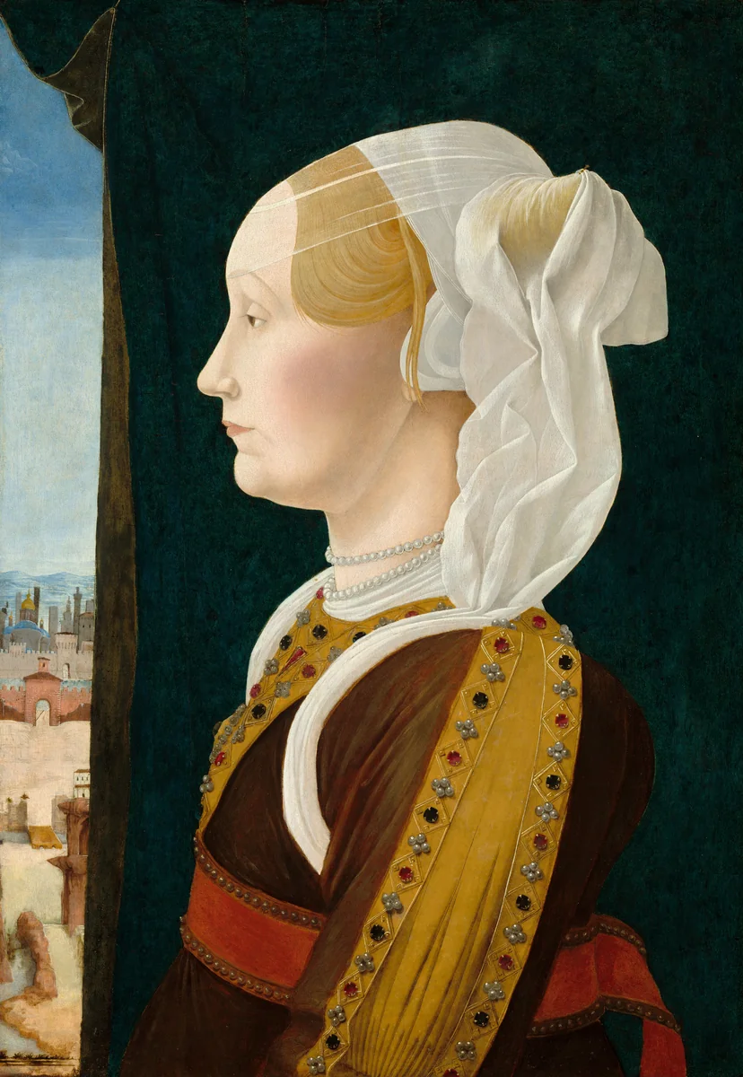 Ginevra Bentivoglio by Ercole de' Roberti, painting, 1474-1477