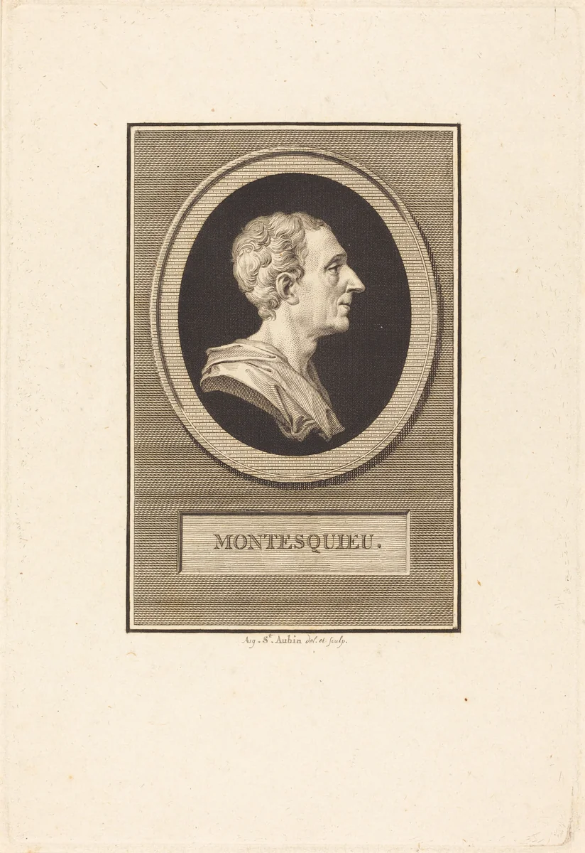 Charles Louis de Secondat Montesquieu by Augustin de Saint-Aubin, print, 1803