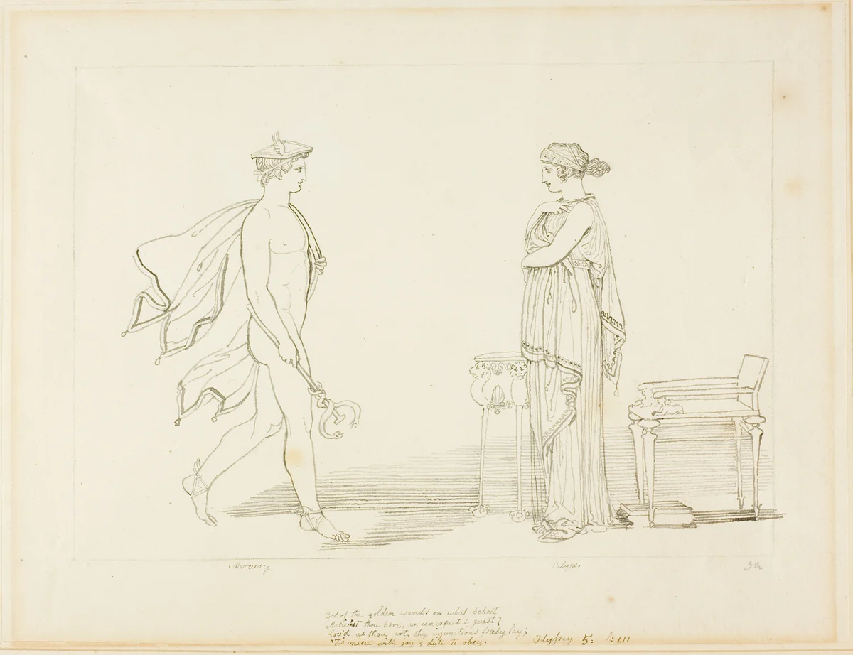 Mercury and Calypso by John Flaxman, drawing, 1775-1826