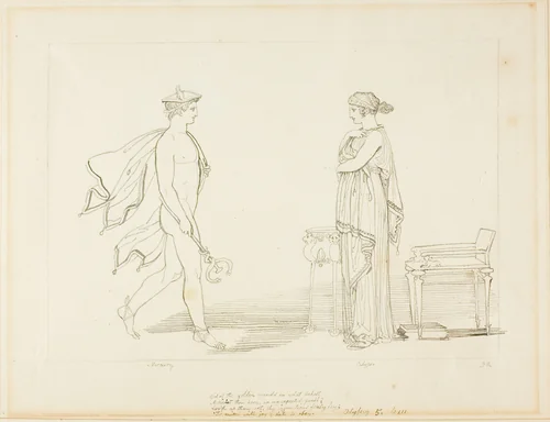 Mercury and Calypso by John Flaxman, drawing, 1775-1826