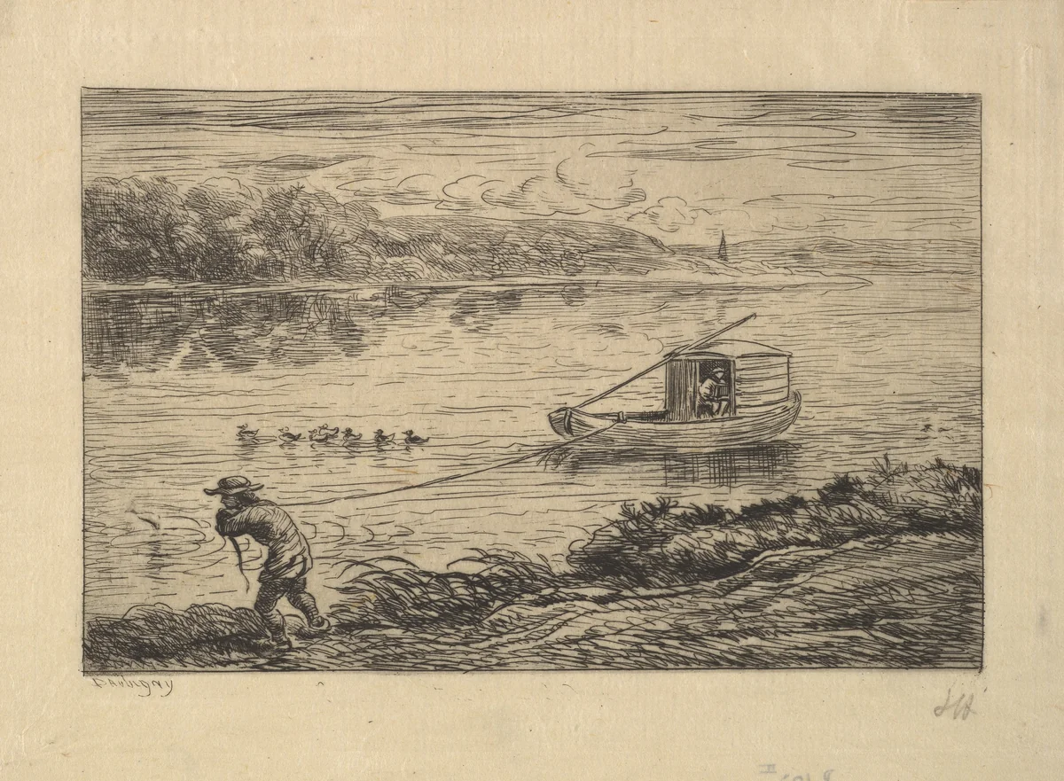 The Cabin Boy Tows the Boat by Charles-François Daubigny, print, 1861