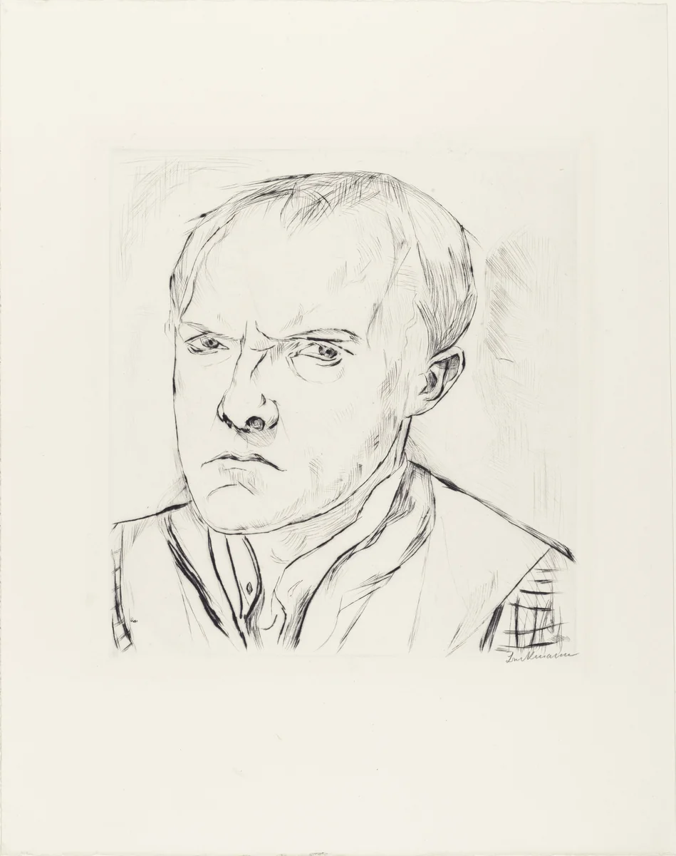 Self-Portrait (Selbstbildnis) from Faces (Gesichter) by Max Beckmann, print, 1918