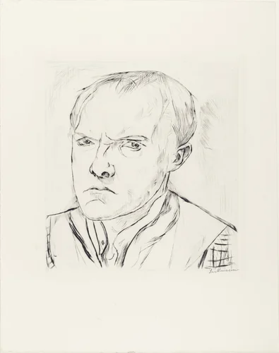 Self-Portrait (Selbstbildnis) from Faces (Gesichter) by Max Beckmann, print, 1918