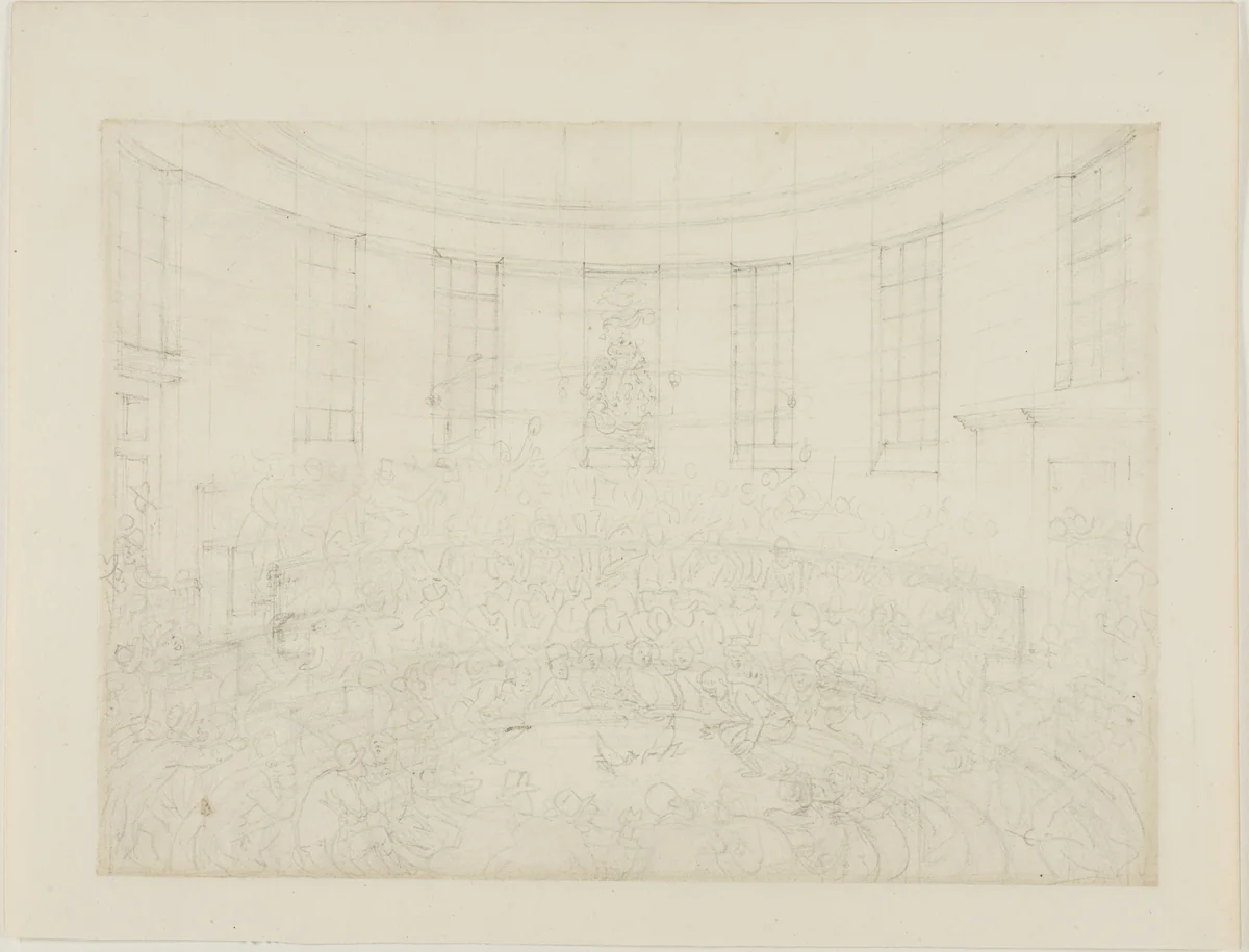 Study for Royal Cock Pit, from Microcosm of London by Augustus Charles Pugin
Thomas Rowlandson, drawing, 1807-1808