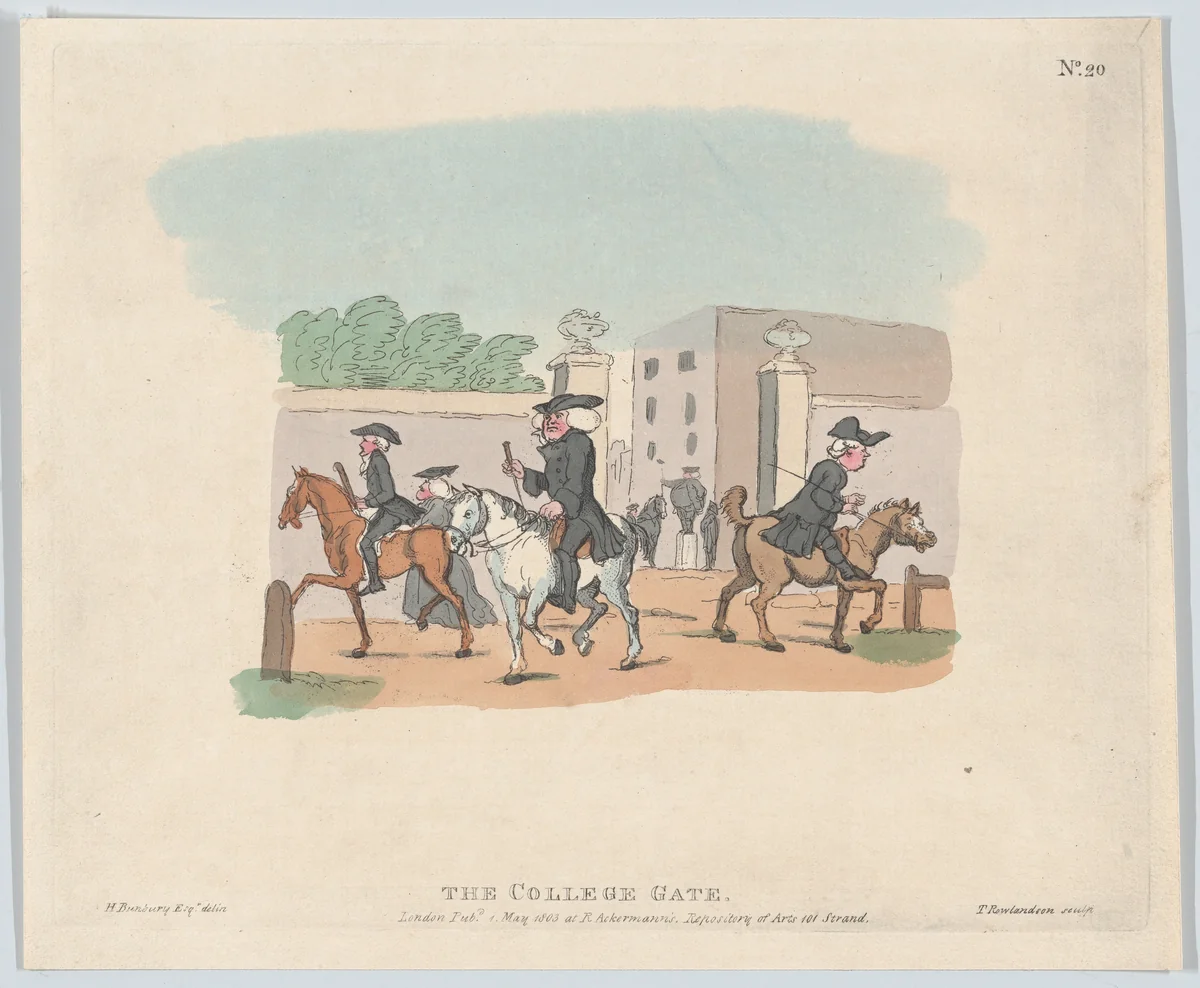 The College Gate by Thomas Rowlandson, print, 1803