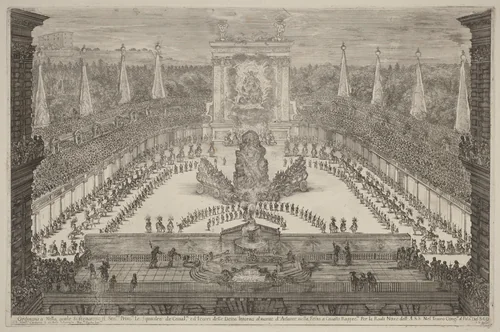 The Prince of Tuscany, His Horse Troops and Carriages around Mount Atlas by Stefano della Bella, print, 1661