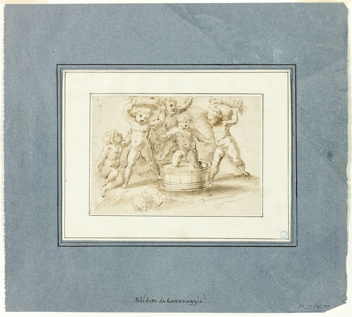 Putti Making Wine by Unknown Artist, drawing, 1550-1559