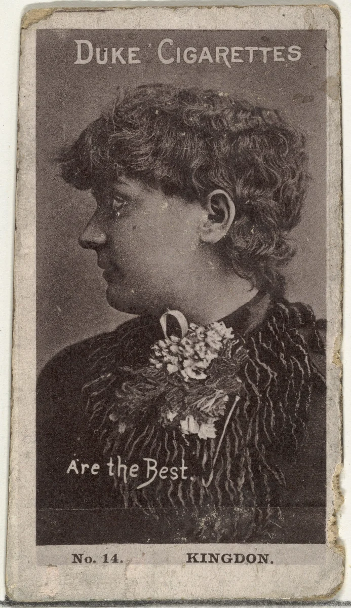 Card Number 14, Miss Kingdon, from the Actors and Actresses series (N145-6) issued by Duke Sons & Co. to promote Duke Cigarettes by W. Duke, Sons & Co., photograph, 1880-1889