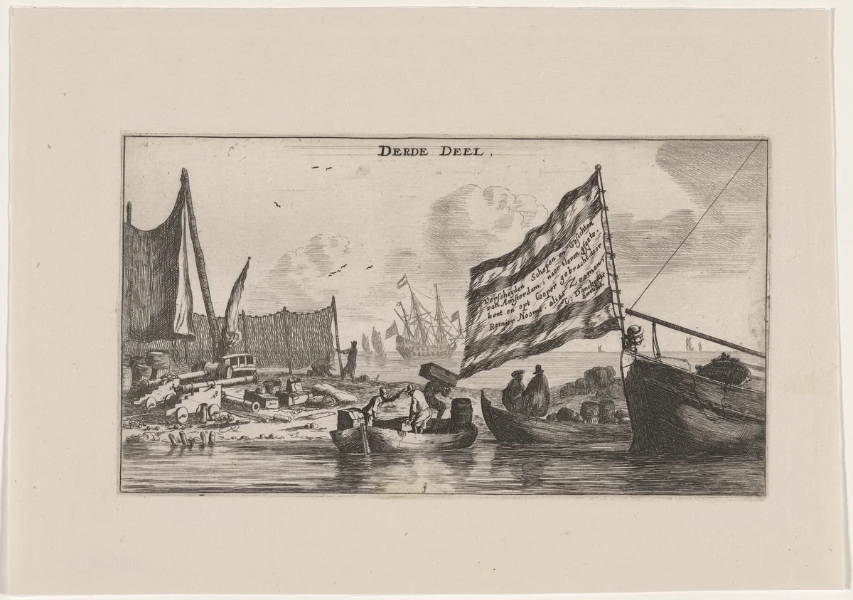 A Seaport by Reinier Nooms, print, 1647-1657