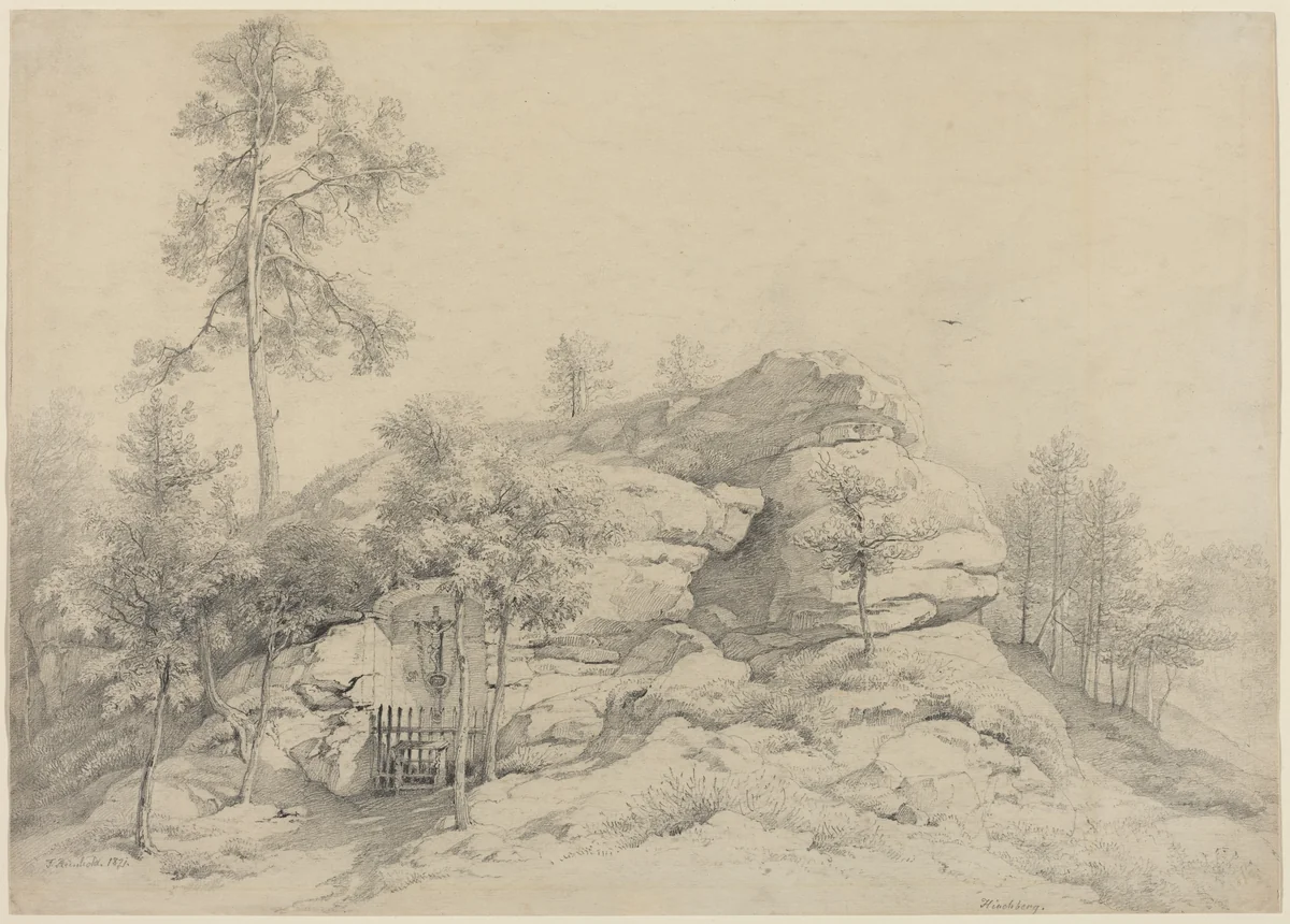 A Wayside Shrine Carved into a Rocky Tor by Friedrich Philipp Reinhold, drawing, 1821