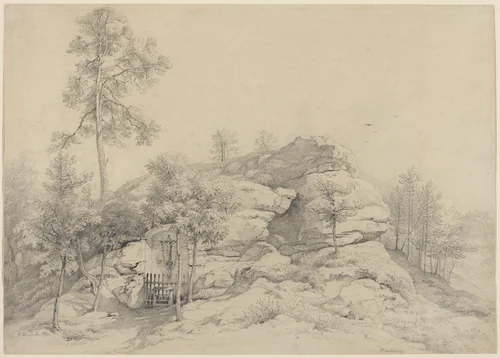 A Wayside Shrine Carved into a Rocky Tor by Friedrich Philipp Reinhold, drawing, 1821