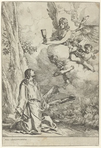 Christus in het hof van Getsemane by Giulio Carpioni, print, 1621-1674