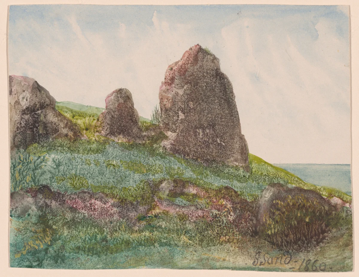 Landscape with Rocks by George Sand, print, 1870-1876