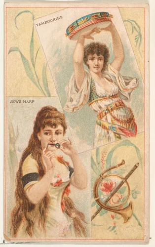 Jews Harp and Tambourine, from the Musical Instruments series (N121) issued by Duke Sons & Co. to promote Honest Long Cut Tobacco by W. Duke, Sons & Co., print, 1888