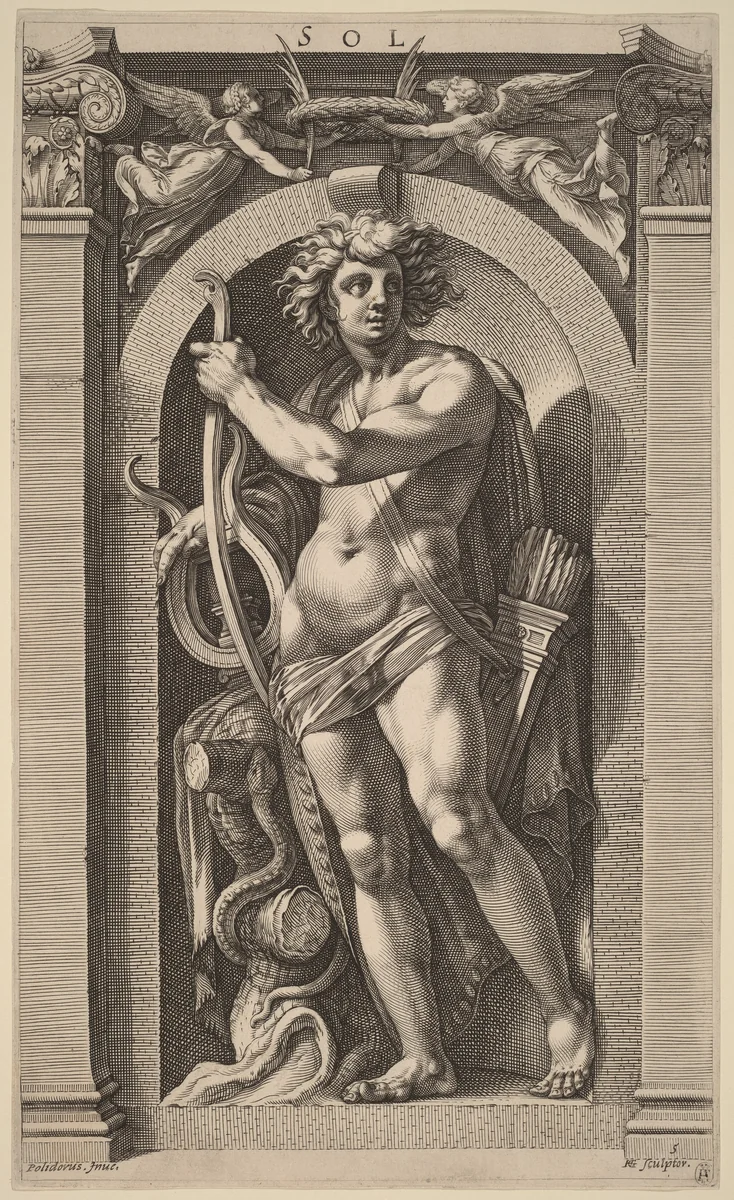 Sol or Apollo by Hendrick Goltzius
Polidoro da Caravaggio, print, 1592