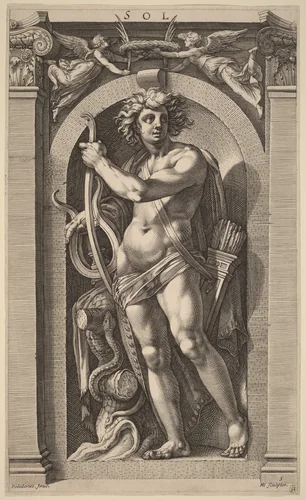 Sol or Apollo by Hendrick Goltzius
Polidoro da Caravaggio, print, 1592