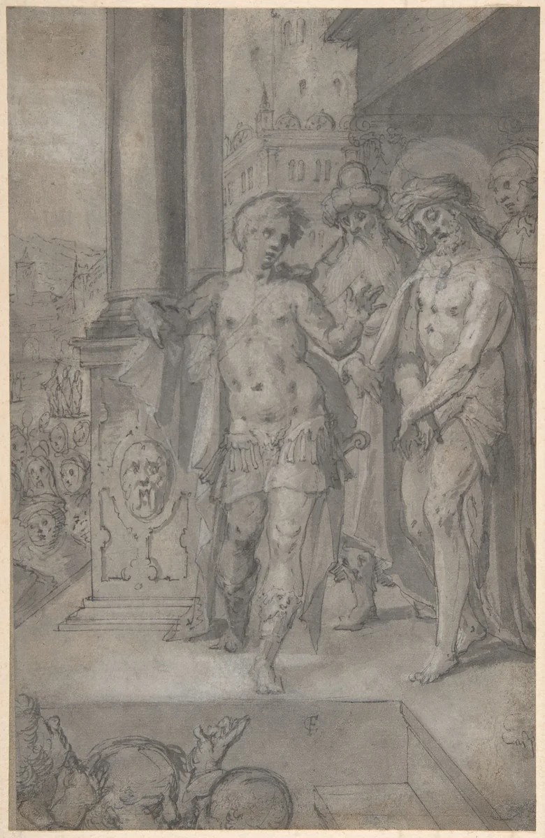 Christ Presented to the People by Caspar Fraisinger, drawing, 1560-1599