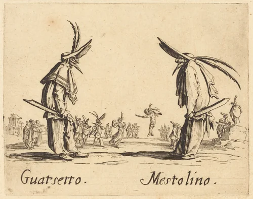 Guatsetto and Mestolino by Jacques Callot, print, 1622