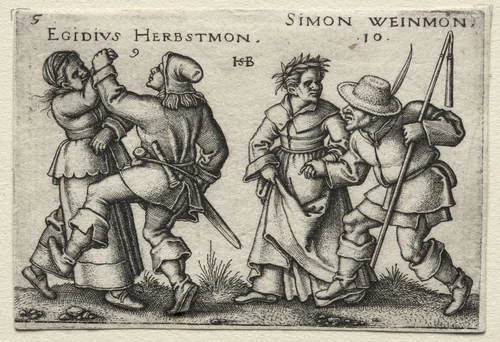 The Village Wedding: Egidius Herbstmon / Simon Weimon by Hans Sebald Beham, print, 1546