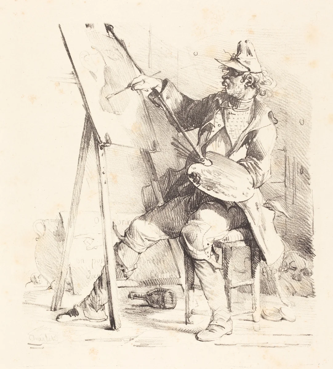 The Sign Painter (Le Peintre d'Enseignes) by Nicolas Toussaint Charlet, print, 1792-1845