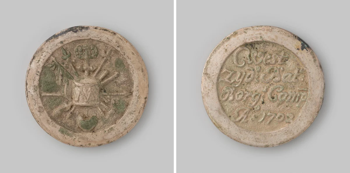 Penning der Westzijde Borger Compagnie te Batavia by anonymous, metalwork, 1702