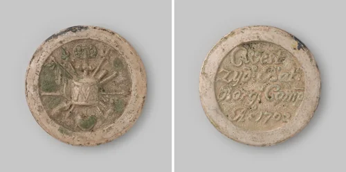 Penning der Westzijde Borger Compagnie te Batavia by anonymous, metalwork, 1702