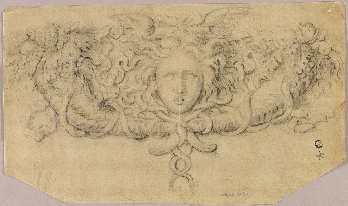 After Carving with Medusa Head by Virgilius Solis, drawing, 1534-1599