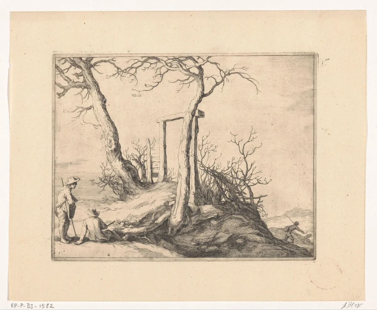 Heuvel met poort by Frederick Bloemaert, print, 1635