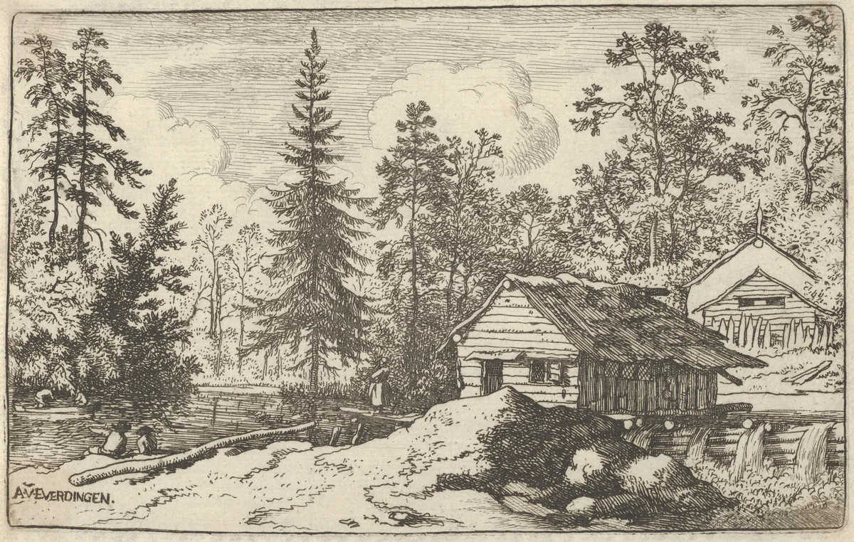 The Woman Looking Towards the Boat by Allart van Everdingen, print, 1621-1675